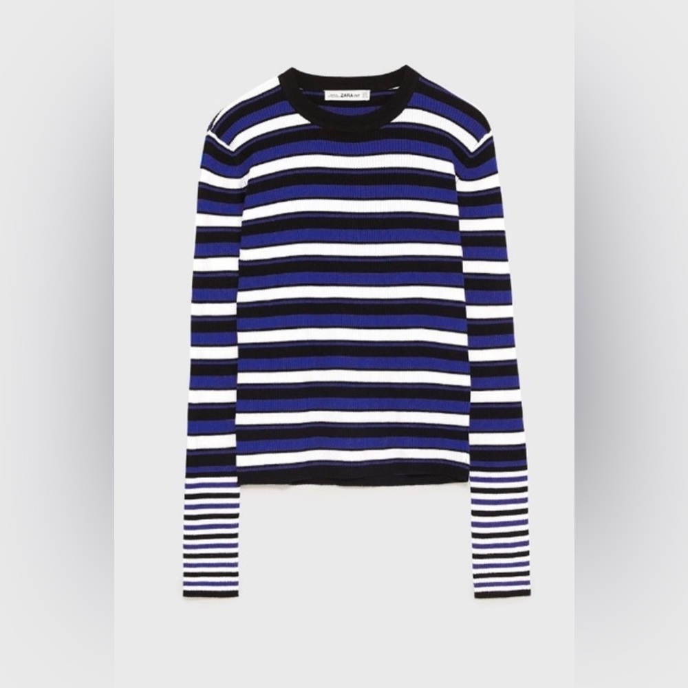 ZARA Striped Ribbed Knit Sweater Size Small